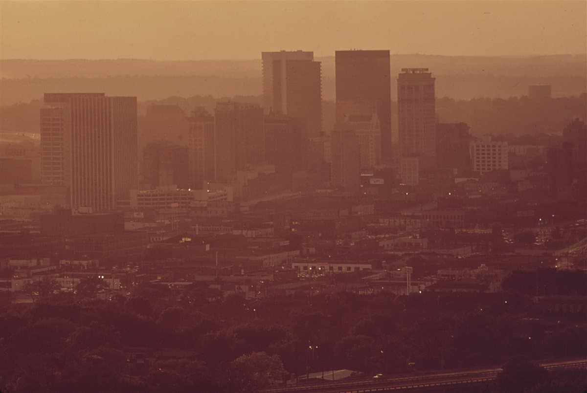 Urban haze scene for air quality tomorrow by zip code risk planning