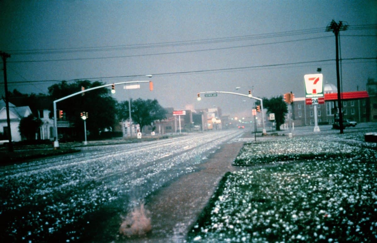 Quarter-to-baseball-size hail during severe thunderstorm warning conditions
