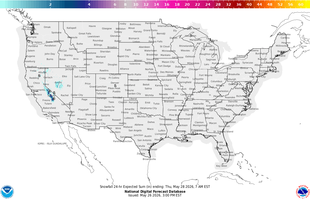 Official expected snowfall map used with snow forecast tomorrow by zip code planning
