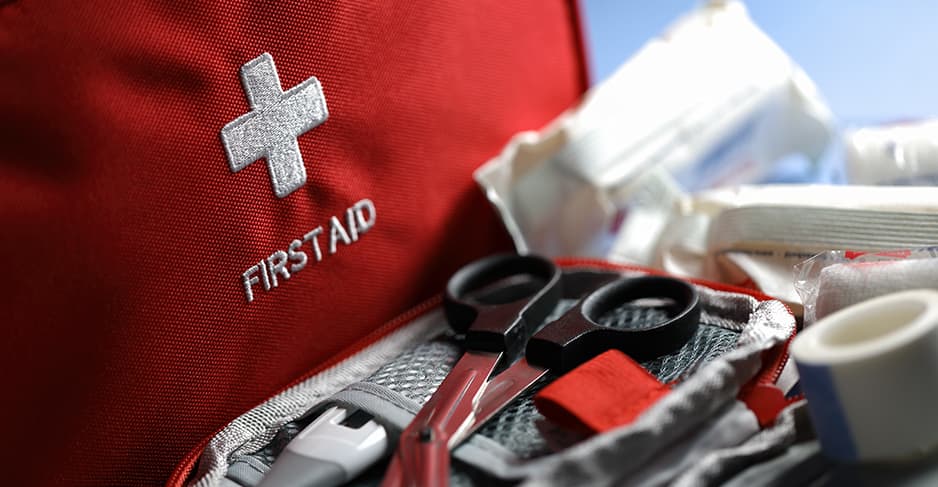 First-aid and emergency supplies included in a winter car emergency kit checklist